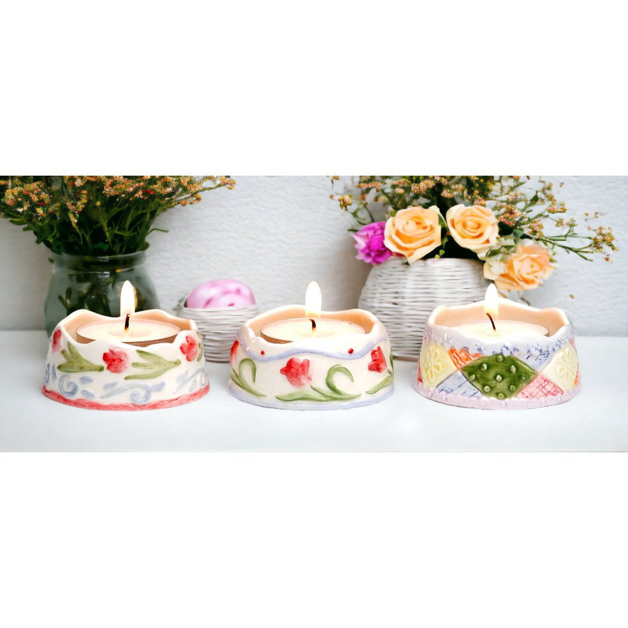 Ceramic Tealight Candle Holders Set of 3 Image 1