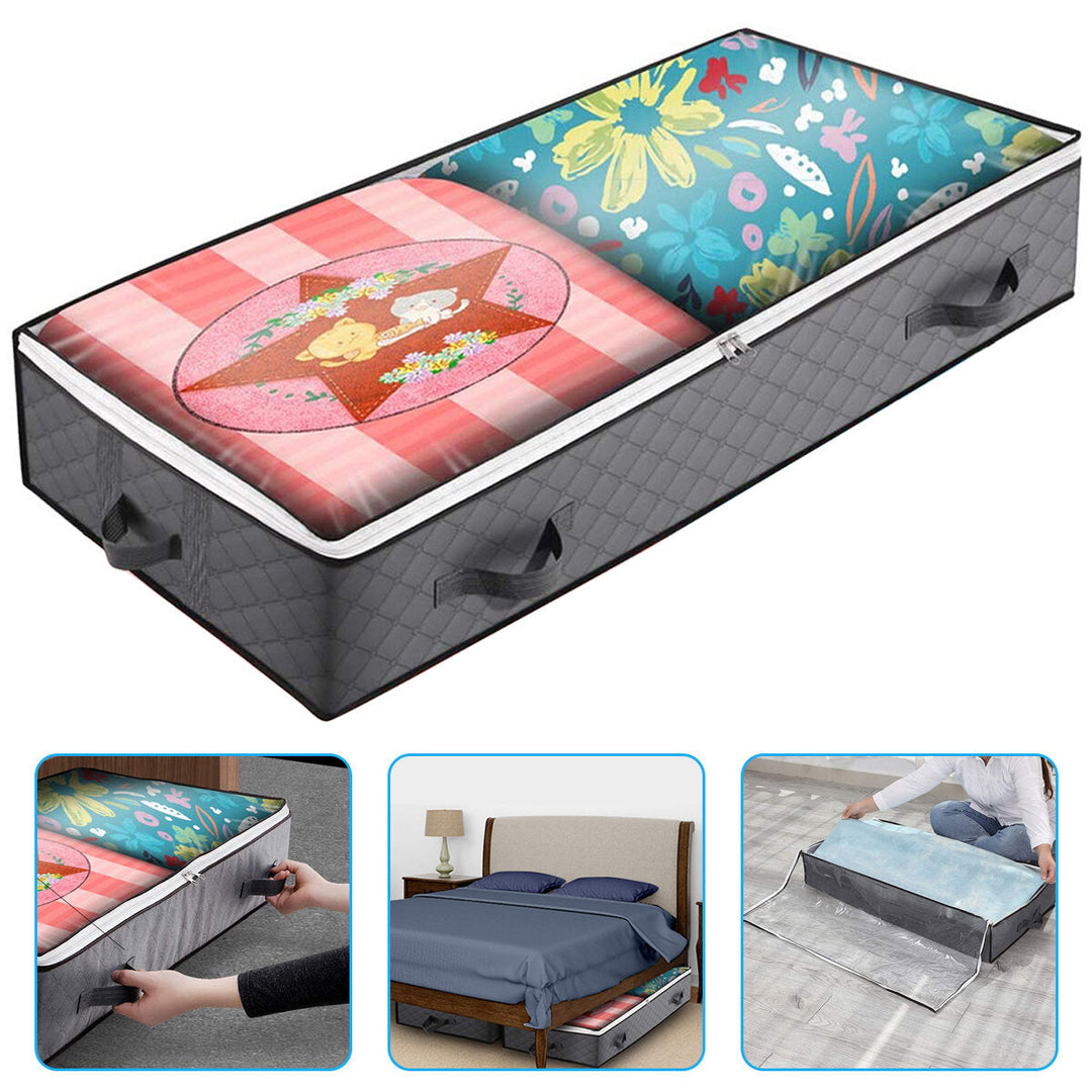 1,2,3PCS 100L Under Bed Storage Bags With Reinforced Handles Large Capacity Breathable Non-woven Quilts Storage Bag Image 1