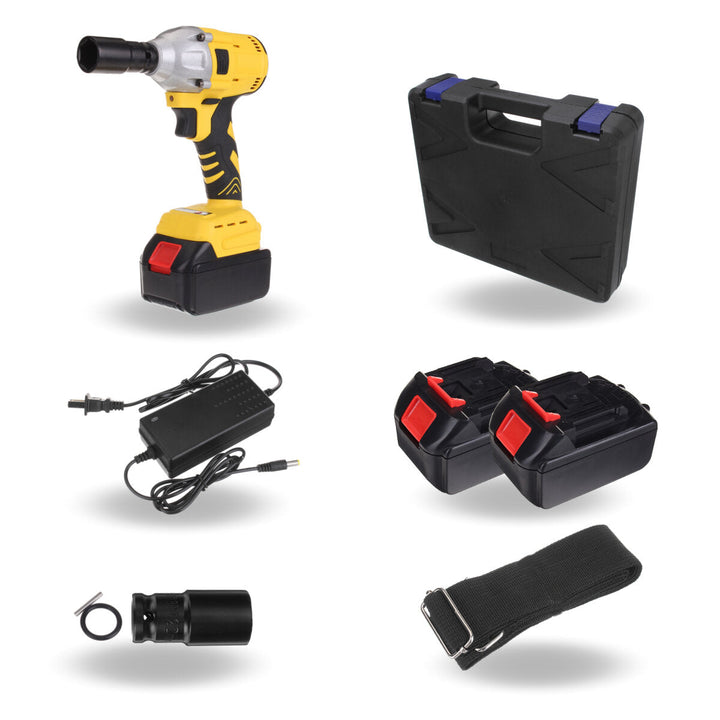 1,2" Cordless Brushless Impact Wrench Brushless Motor Power Driver Electric Wrench with 2 Battery Image 1