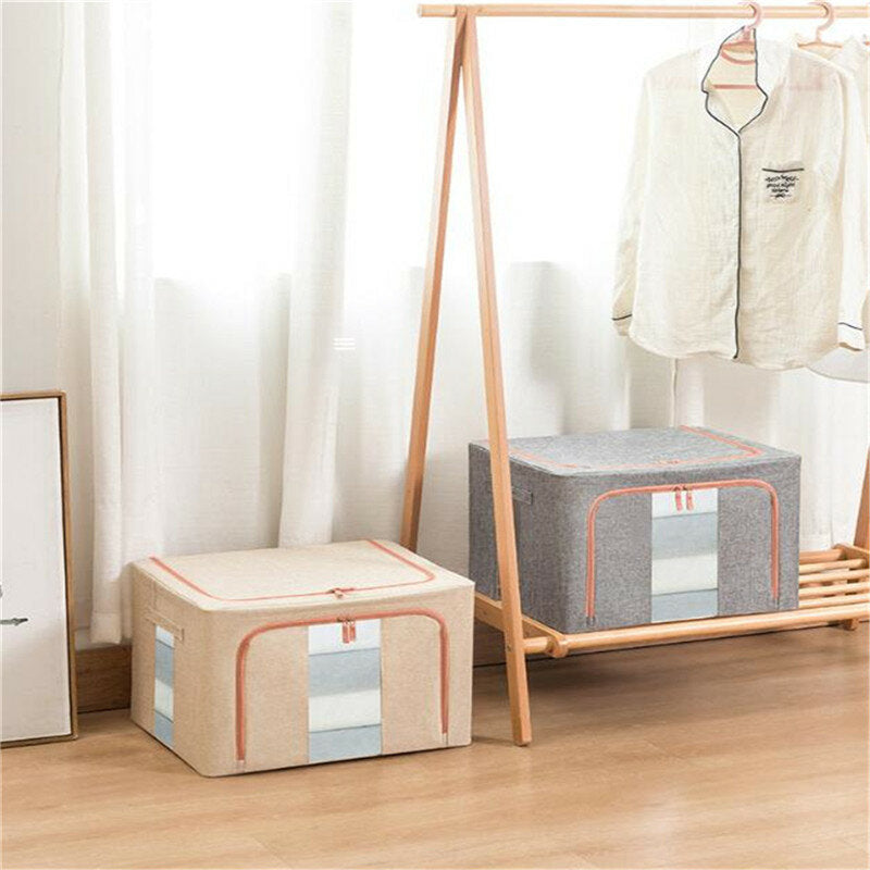 100L Foldable Clothes Storage Bag Curshed Steel Frame Quilt Organizer Waterproof Wear-resistant Clothes Storage Bag Image 2