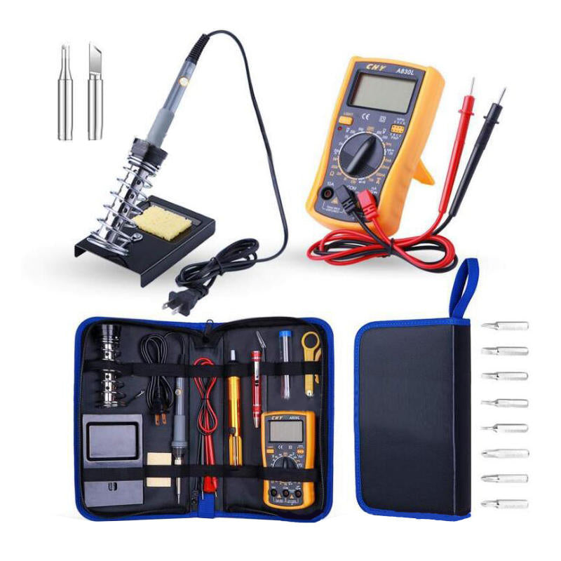 110V 220V 60W Digital Multimeter Adjustable Temperature 21 Pieces Electric Soldering Iron Kit Tools Image 1