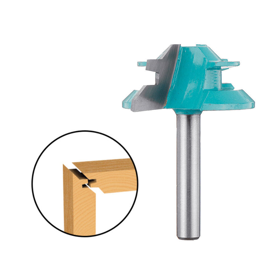 1,4 Inch Shank 45 Degree Lock Miter Router Bit 1-1,2 Inch Cutting Diameter Tenon Woodworking Cutter Image 1