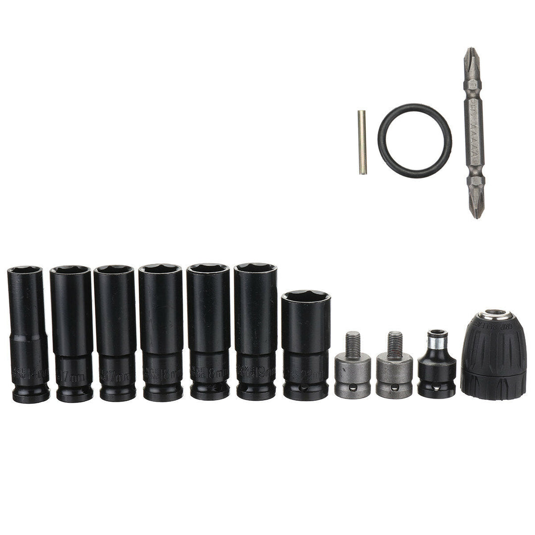 12 in 1 Electric Wrench Hex Socket Head Set Kit Electric Wrench Adapter 6 Sleeve Image 2