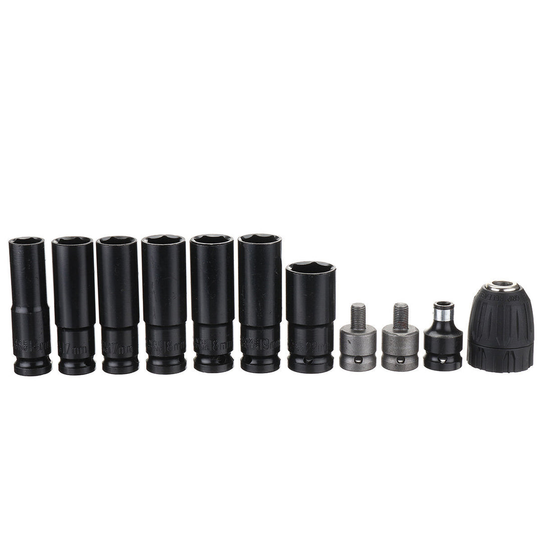 12 in 1 Electric Wrench Hex Socket Head Set Kit Electric Wrench Adapter 6 Sleeve Image 3