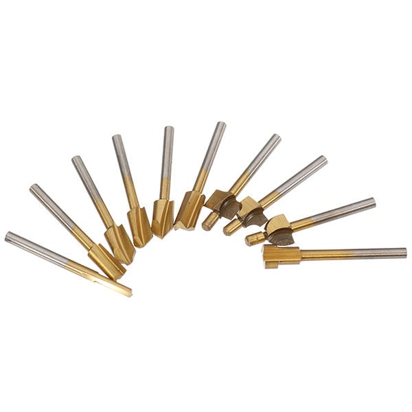 10Pcs 3mm Titanium Coated HSS Router Bit Set 3mm Shank Burr Rotary File Wood Milling Cutter Tool Image 5