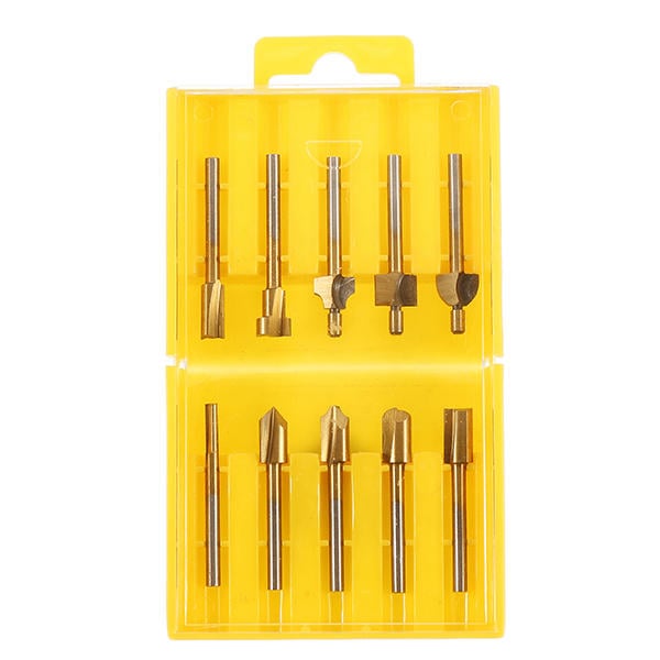 10Pcs 3mm Titanium Coated HSS Router Bit Set 3mm Shank Burr Rotary File Wood Milling Cutter Tool Image 7