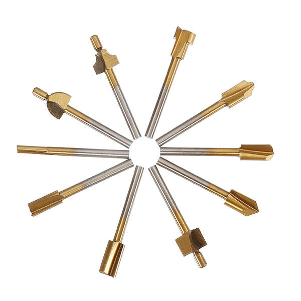 10Pcs 3mm Titanium Coated HSS Router Bit Set 3mm Shank Burr Rotary File Wood Milling Cutter Tool Image 8