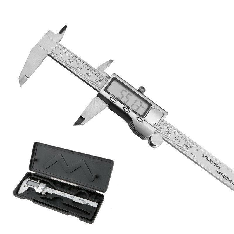 150mm 6 inch LCD Digital Stainless Caliper Guage Metric Conversion and Zero Buttons Image 1