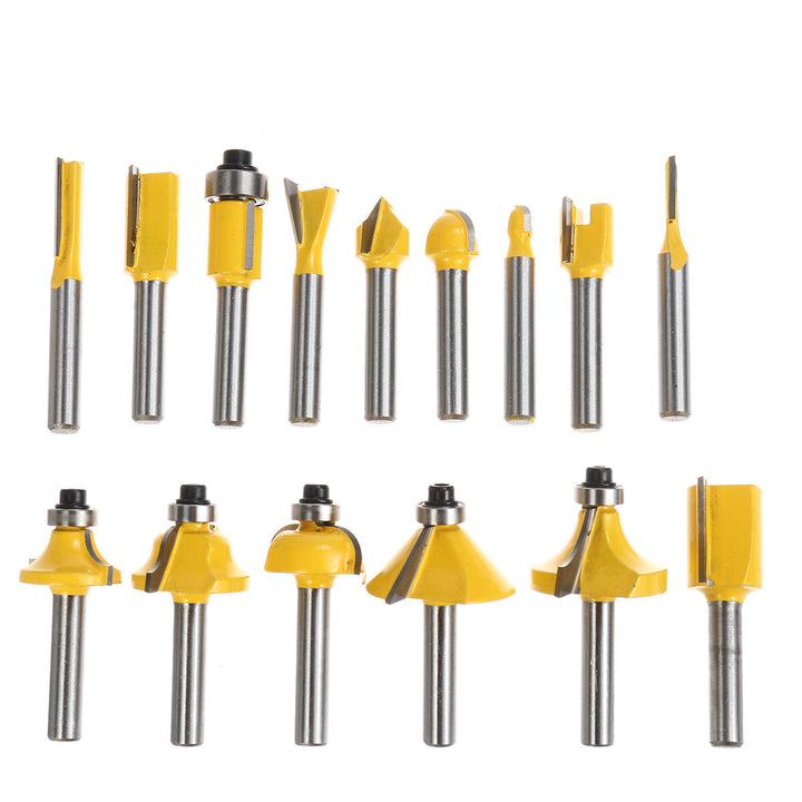 15pcs 1,4 Inch Shank Router Bits Set Carbide Trimming Machine Tool Set for woodworking Image 2