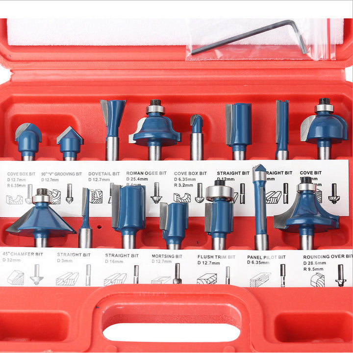 15Pcs 1,4 Inch Shank Router Bit Set Woodworking Milling Cutter 6.35mm Shank Drill Bits Image 6