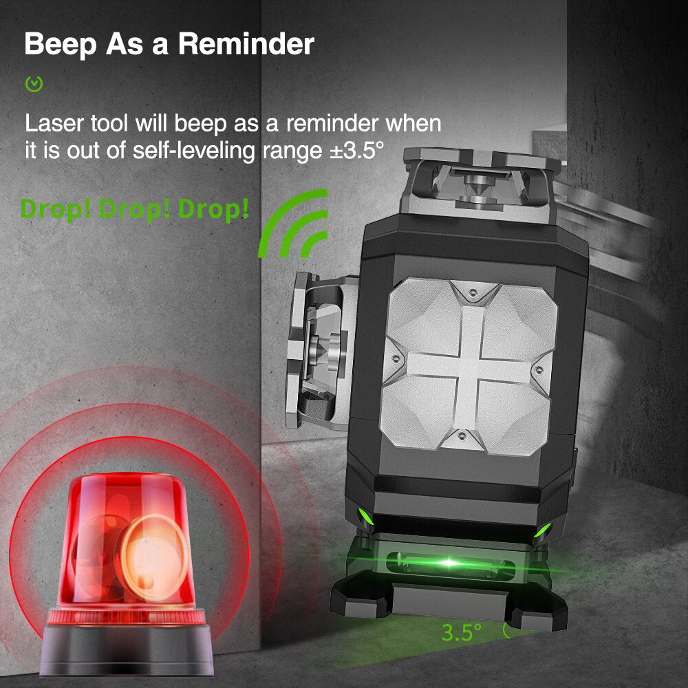 16 lines 4D Cross Line Laser Level bluetooth and Remote Control Functions Green Beam with Hard Carry Case Image 7