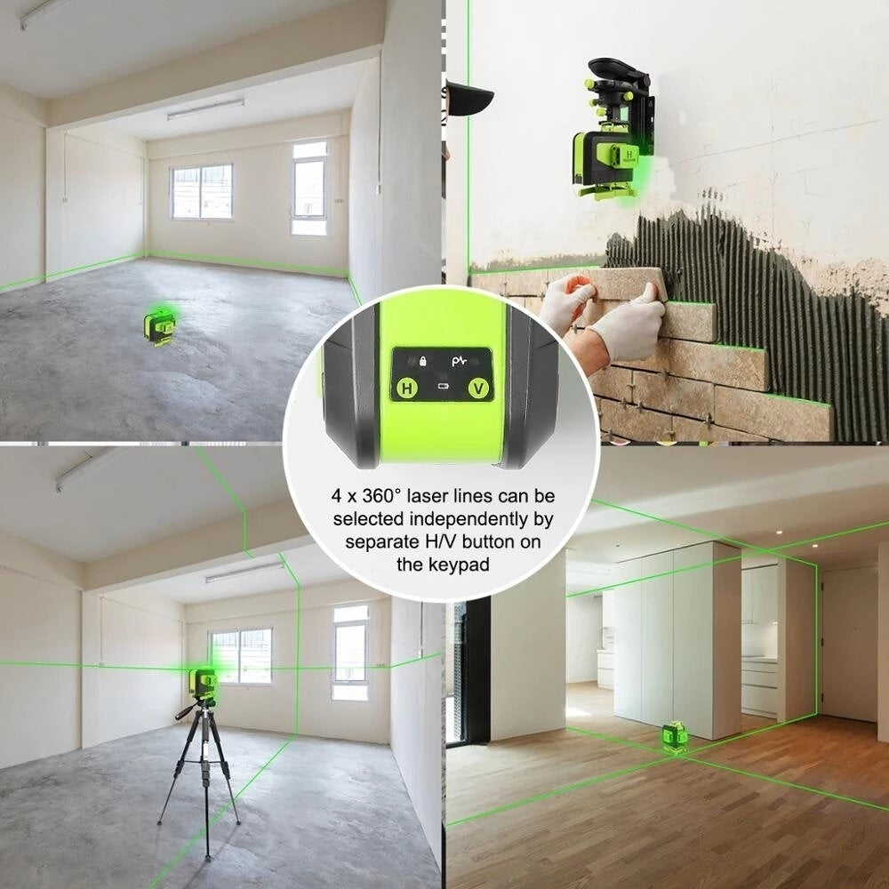 16 lines 4D Cross Line Laser Level Green Beam Line with Remote Control for Tiles Floor Multi-function Image 5