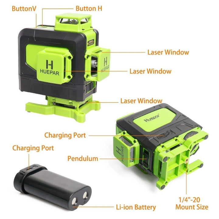 16 lines 4D Cross Line Laser Level Green Beam Line with Remote Control for Tiles Floor Multi-function Image 7