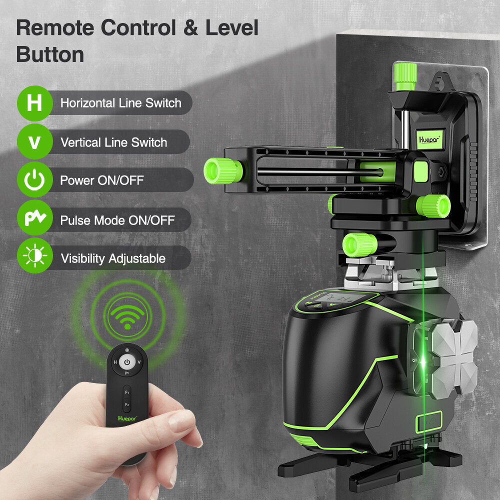 16 lines 4D Cross Line Laser Level bluetooth and Remote Control Functions Green Beam with Hard Carry Case Image 8