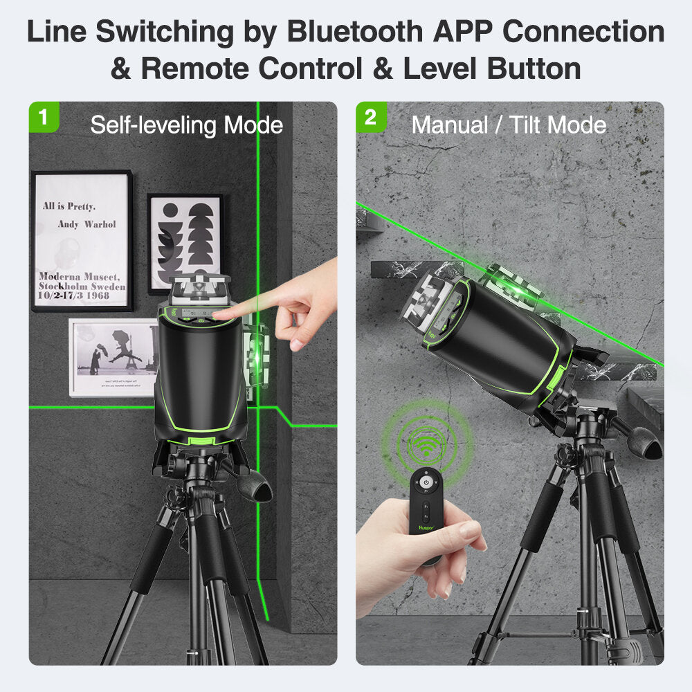 16 lines 4D Cross Line Laser Level bluetooth and Remote Control Functions Green Beam with Hard Carry Case Image 9