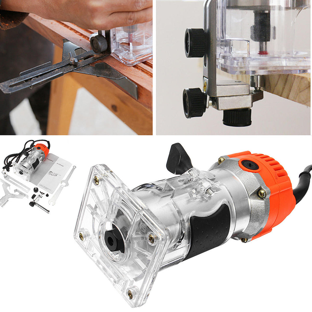 1200W 220V 6.35mm 1,4" Electric Hand Trimmer Wood Laminate Palm Router Joiner Tool Image 8