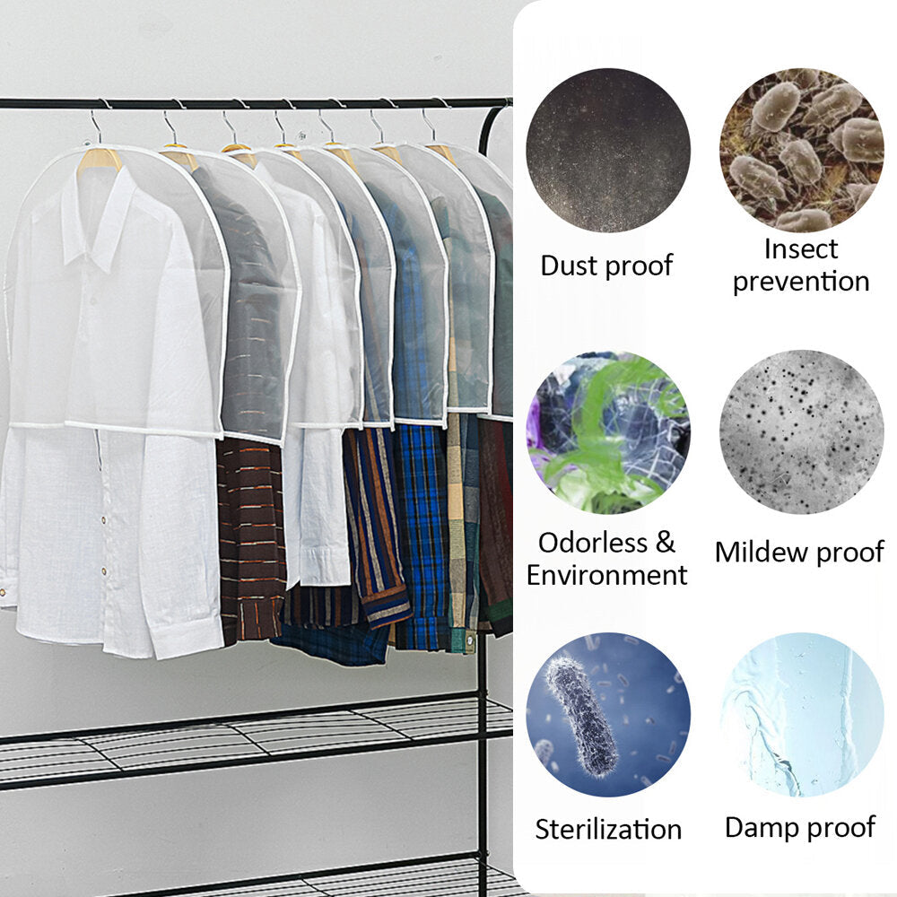 12Pcs Waterproof Dustproof Plastic Clothes Covers for Wardrobe Storage and Travel Image 5