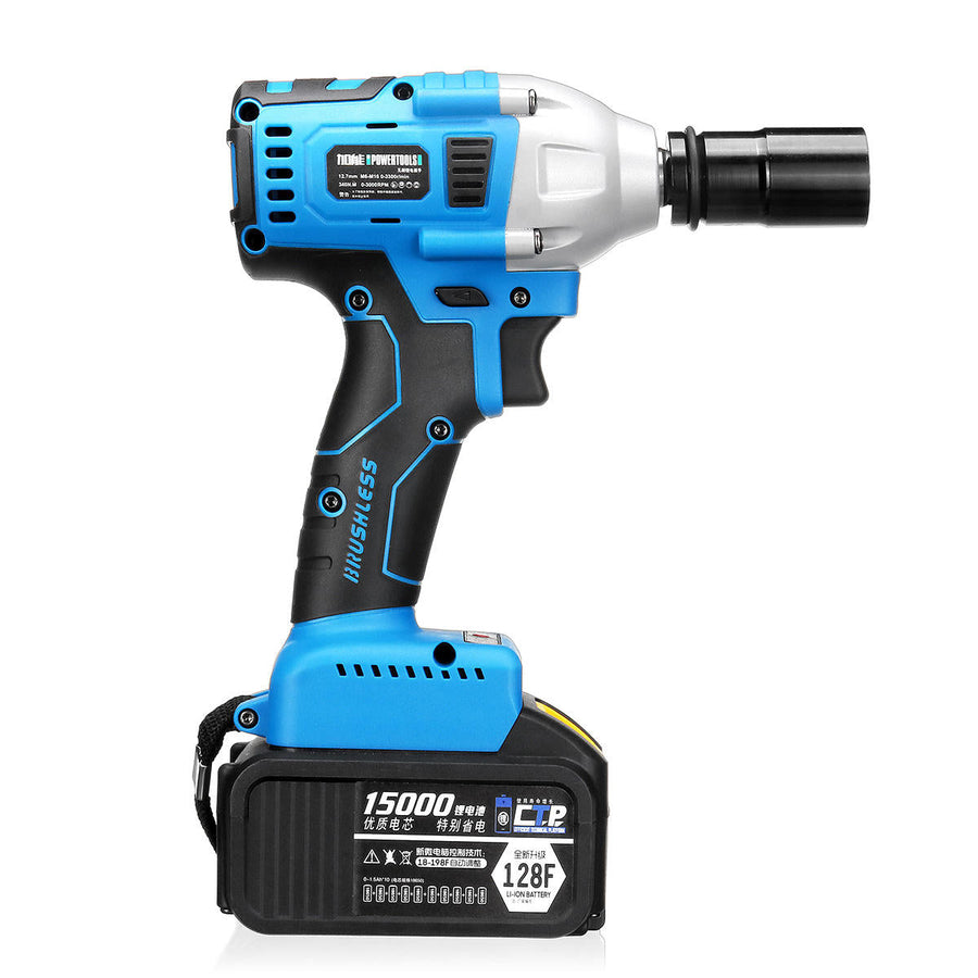 15000mAh Electric Impact Wrench 340Nm Cordless Brushless with 2 Lithium Battery Image 1