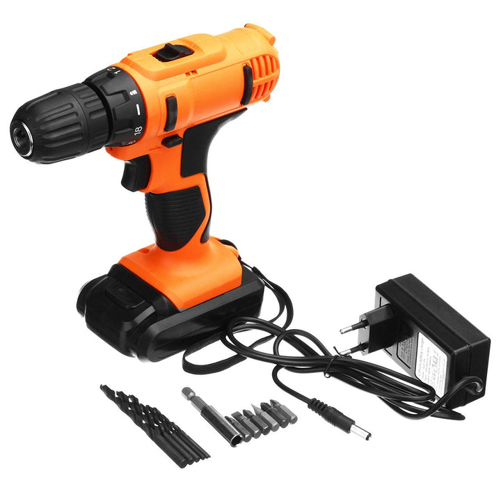 18V Electric Screwdriver Cordless Hammer Impact Power Drill Driver Rechargeable with 13Pcs Drill Bit Image 1