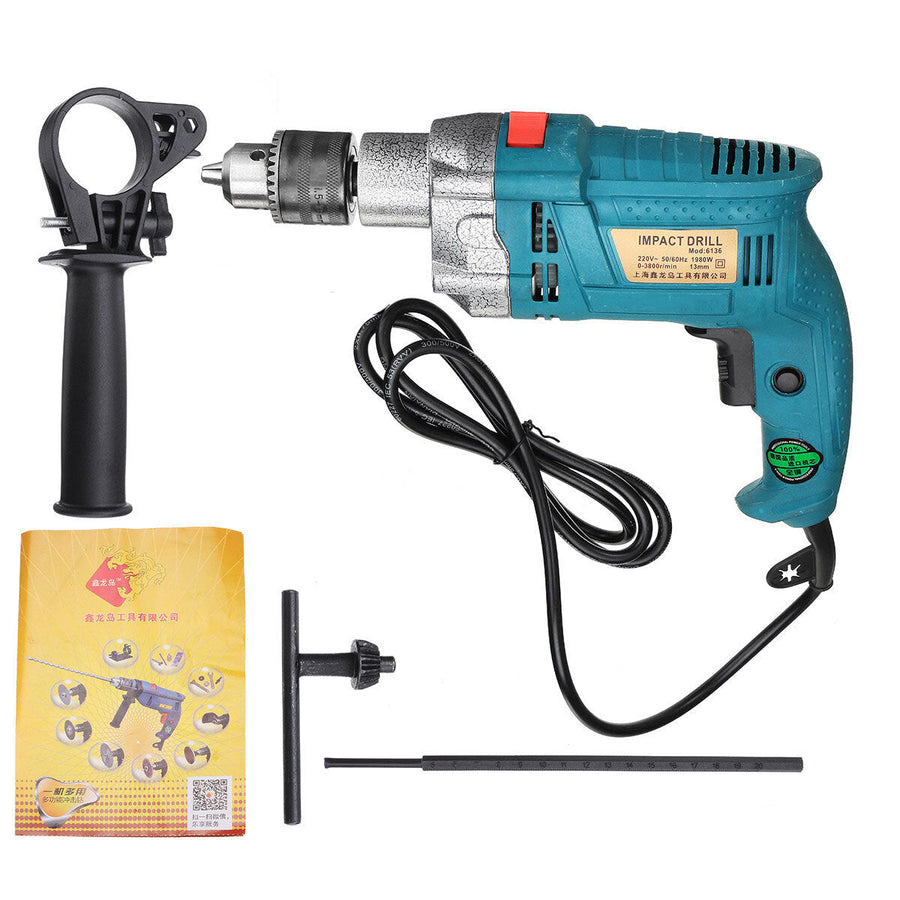 1980W 3800rpm Electric Impact Drill 360 Rotary Skid-Proof Handle With Depth Measuring Scale Spinal Cooling System Hand Image 1