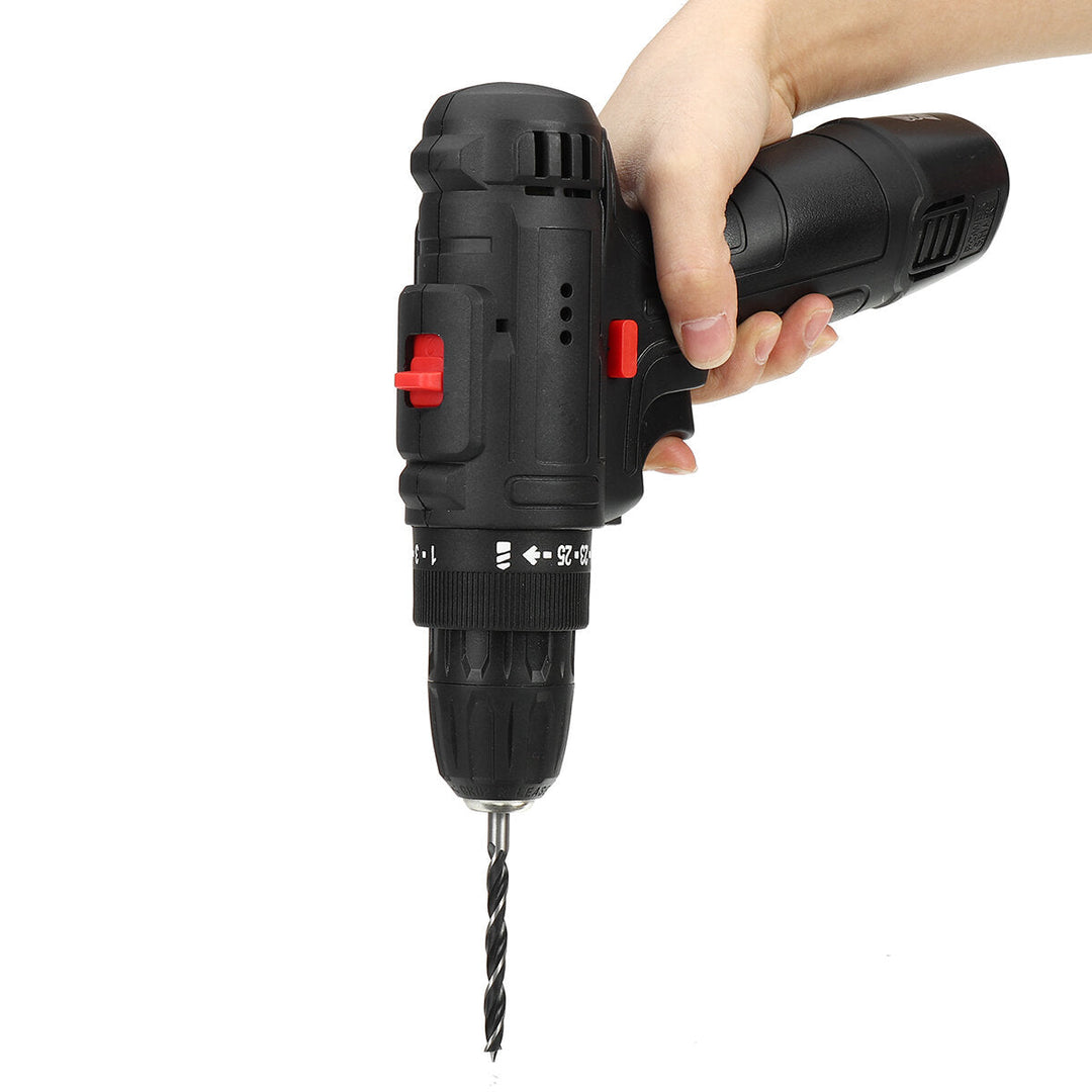 12V LED Cordless Electric Impact Hammer Drill Rechargeable Screwdriver W, 2pcs Battery Image 2