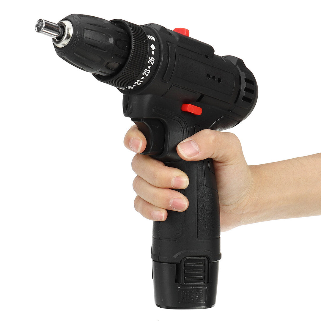 12V LED Cordless Electric Impact Hammer Drill Rechargeable Screwdriver W, 2pcs Battery Image 3