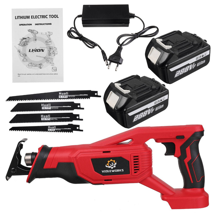 18V Brushless Cordless Reciprocating Saw 4 Blades Woodworking Cutting Tool Image 1