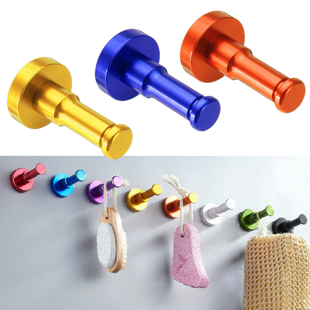 1pc Wall Mounted Decorative Bathroom Hooks Towel Racks Aluminum Finish Candy Color Clothes Hanger Towel Coat Robe Hook Image 12