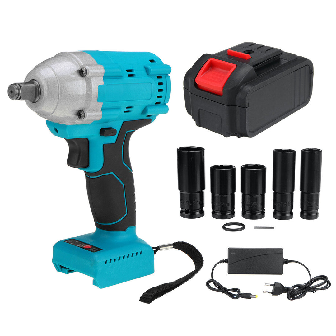 21V 520N.m Electric Cordless Impact Wrench 1,2" Brushless Driver Drill 5pcs Sockets Also Adapted To Makita Battery Image 3