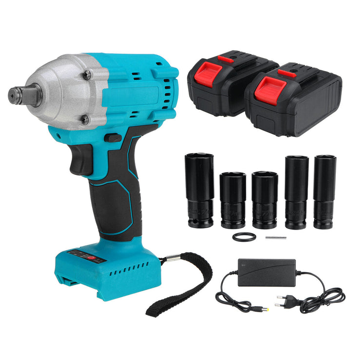 21V 520N.m Electric Cordless Impact Wrench 1,2" Brushless Driver Drill 5pcs Sockets Also Adapted To Makita Battery Image 5