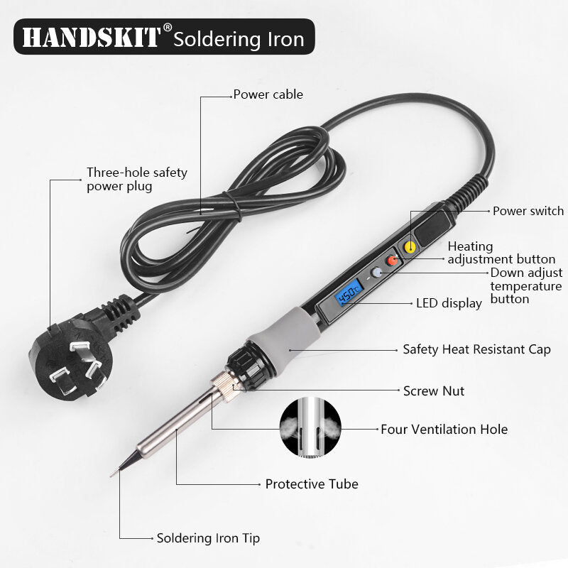 220V 80W Digital Soldering Iron Soldering Iron Stand Soldeirng Iron Welding Tools with 5 Soldering Iron Tips Image 3