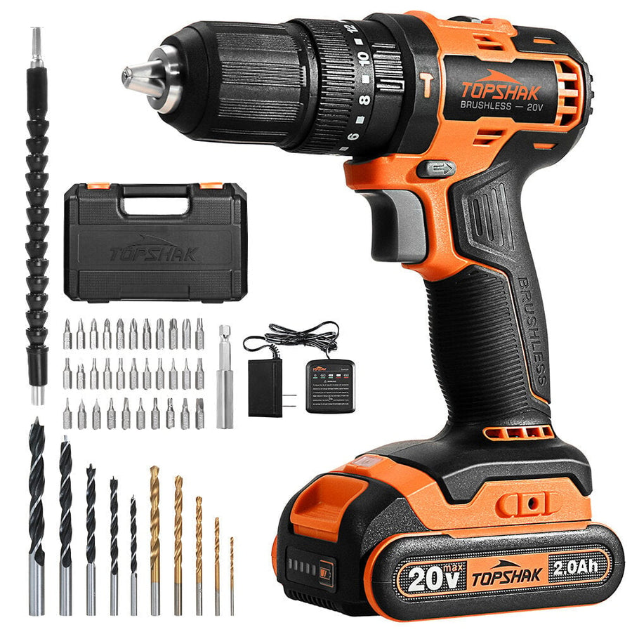 20V 13mm Brushless Impact Electric Drill 45N.m Torque 0-1650RPM Variable Speed Image 1