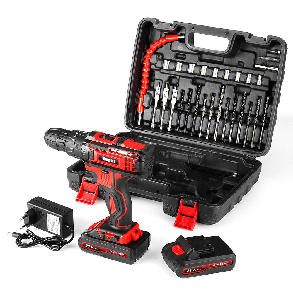 21V 3 In 1 Cordless Drill Power Drill Driver Hammer Combo Kit Double Speed with LED lighting 2Pcs 2.0Ah Battery Image 2