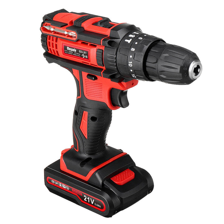 21V 3 In 1 Cordless Drill Power Drill Driver Hammer Combo Kit Double Speed with LED lighting 2Pcs 2.0Ah Battery Image 7