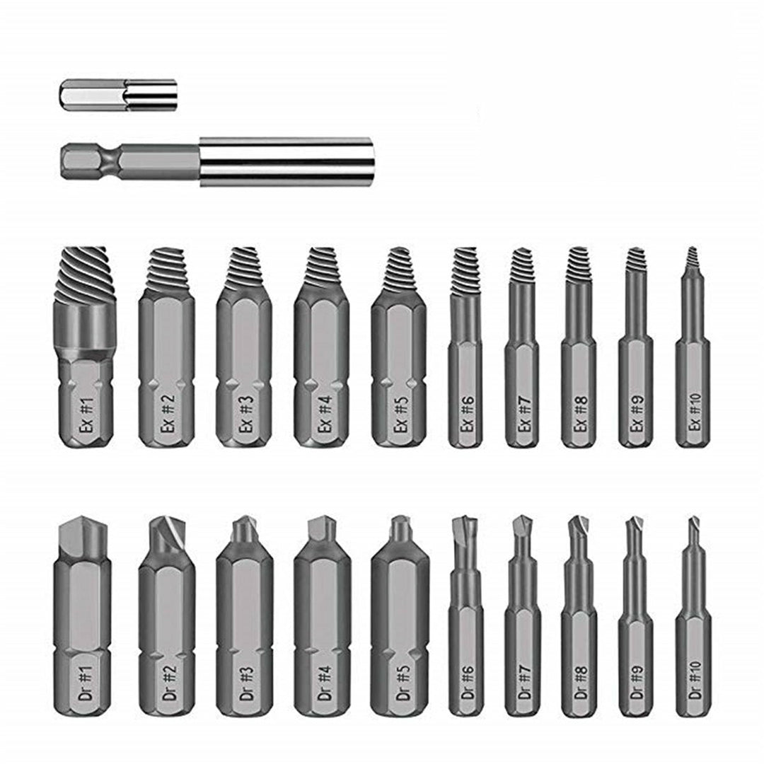 22pcs Damaged Screw Extractor Set for Broken Screw HSS Broken Bolt Extractor Screw Remover Kits Image 1