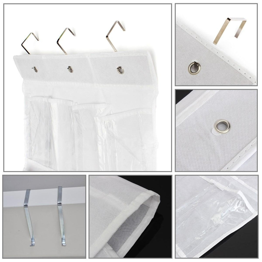 24Pocket Hanging Over Door Stainless Steel Holder Shoes Nonwoven Fabric Organizer Storage Door Wall Closet Bag Image 6