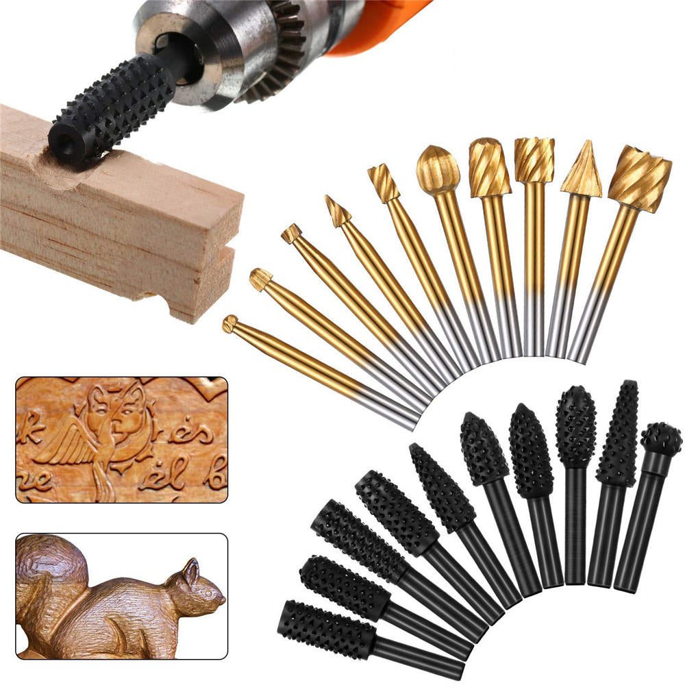 20Pcs Woodworking Polishing Head Set 1,8 Inch Shank Router Bit and 1,4 Inch Router Burrs Image 2