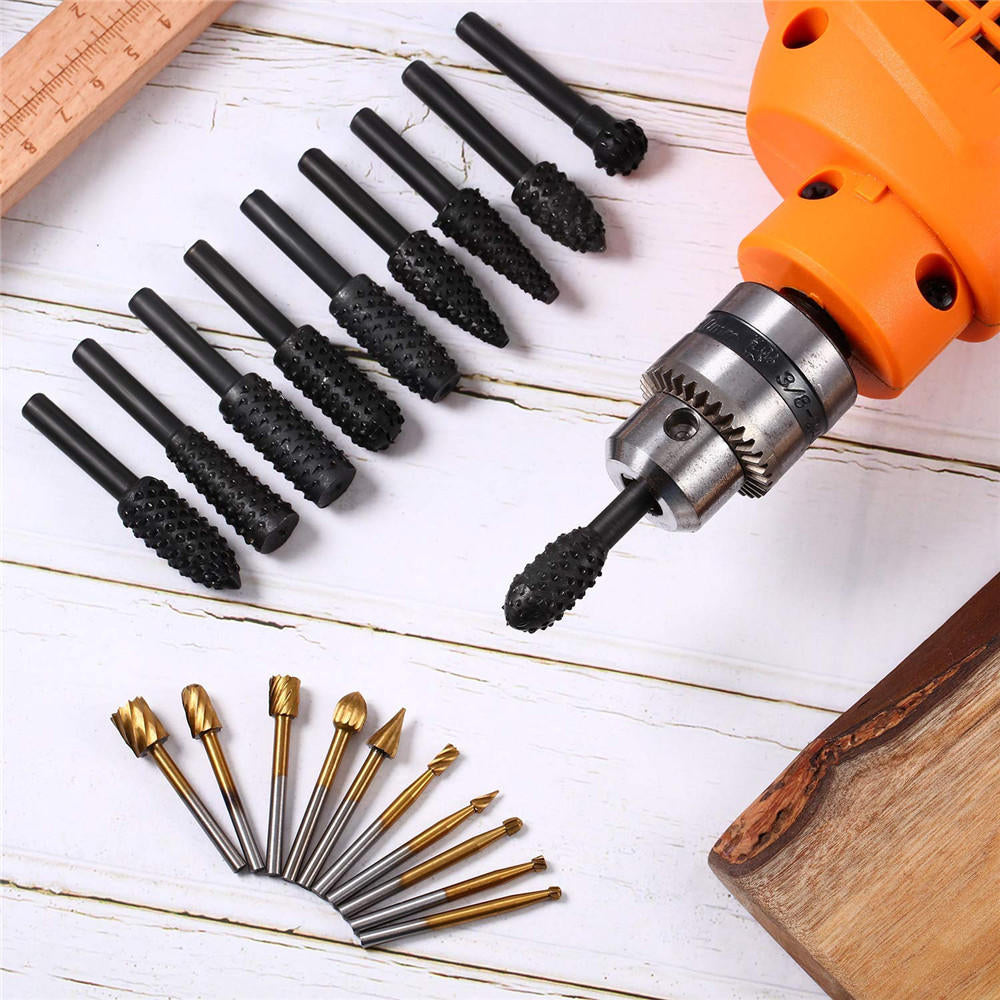 20Pcs Woodworking Polishing Head Set 1,8 Inch Shank Router Bit and 1,4 Inch Router Burrs Image 3