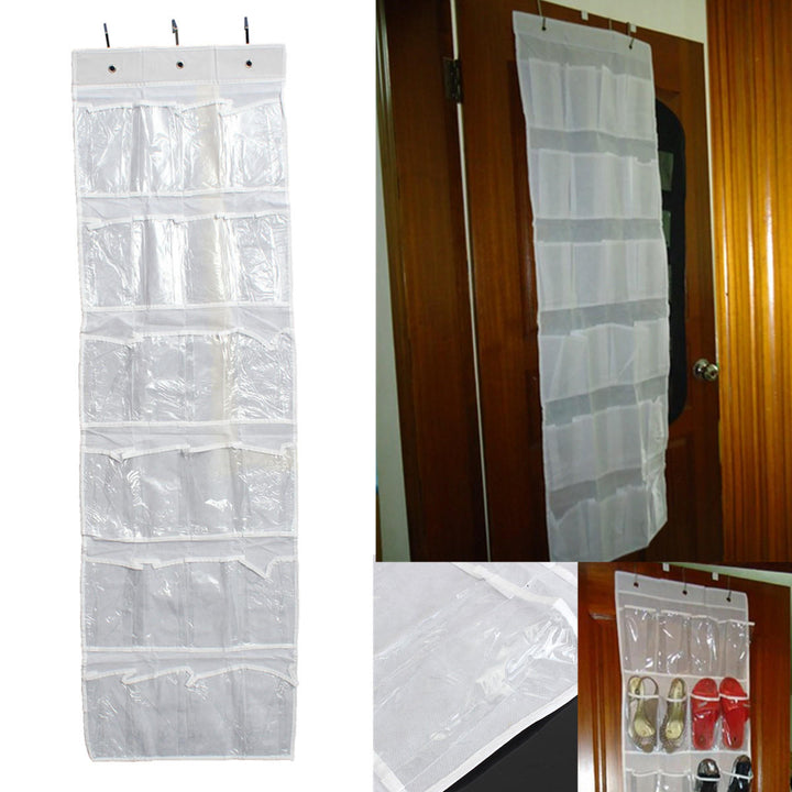 24Pocket Hanging Over Door Stainless Steel Holder Shoes Nonwoven Fabric Organizer Storage Door Wall Closet Bag Image 7