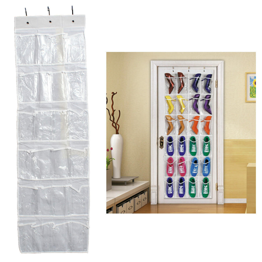 24Pocket Hanging Over Door Stainless Steel Holder Shoes Nonwoven Fabric Organizer Storage Door Wall Closet Bag Image 8