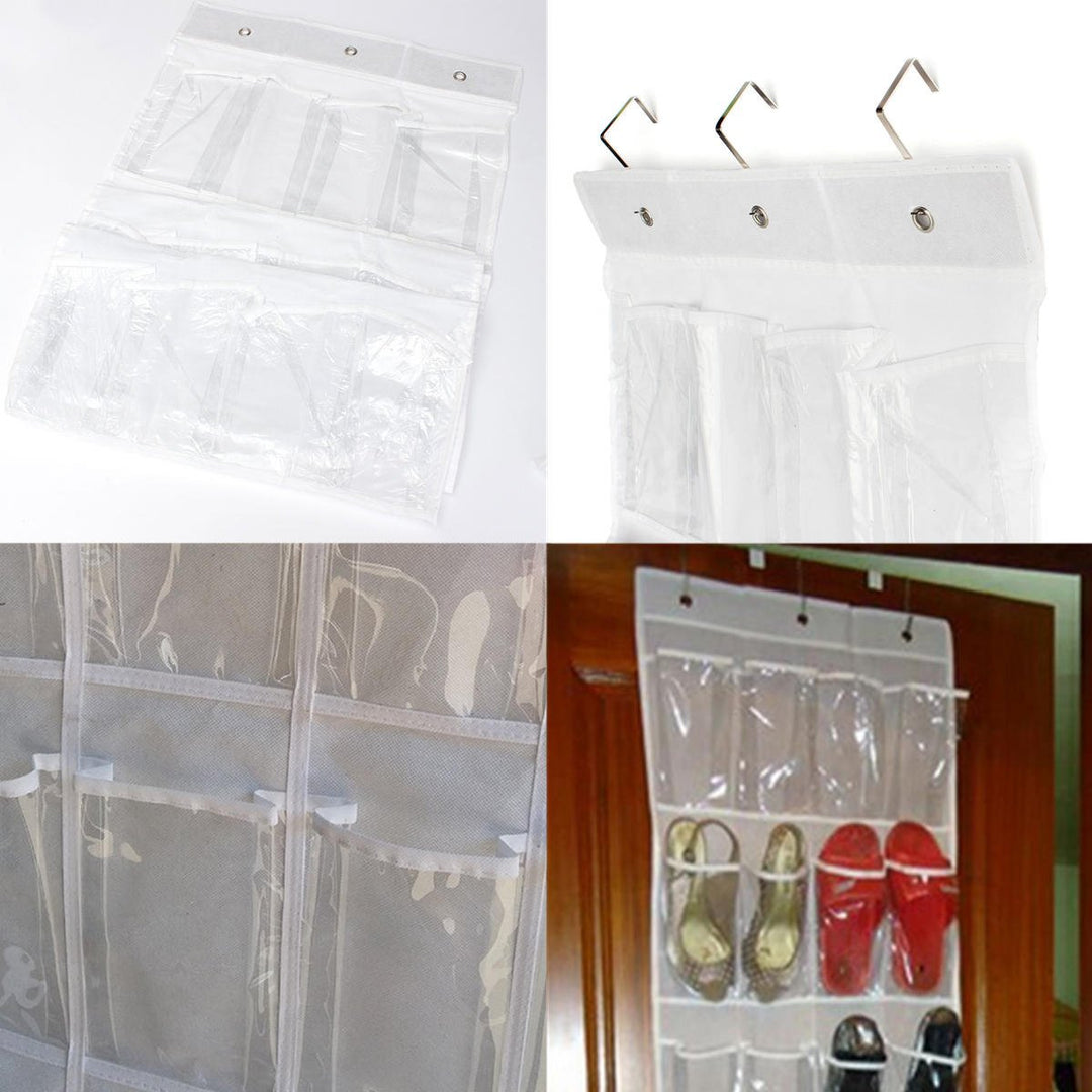 24Pocket Hanging Over Door Stainless Steel Holder Shoes Nonwoven Fabric Organizer Storage Door Wall Closet Bag Image 9