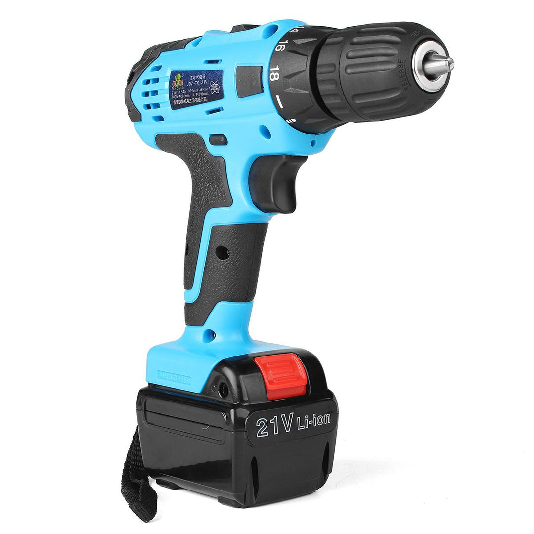 21V 1.5Ah Lithium-ion Cordless Hammer Drill Driver Kit With 2 Speed Image 1