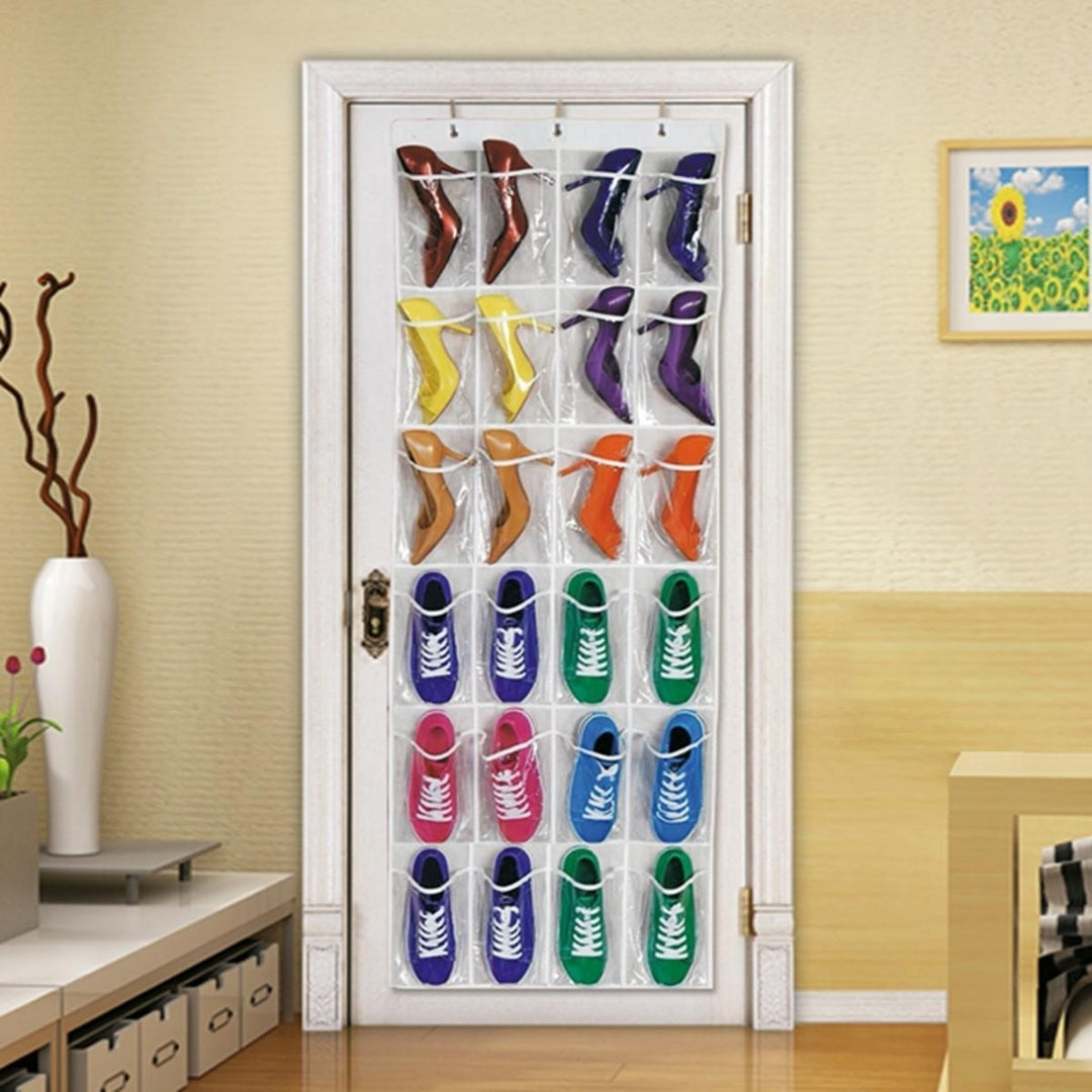 24Pocket Hanging Over Door Stainless Steel Holder Shoes Nonwoven Fabric Organizer Storage Door Wall Closet Bag Image 10