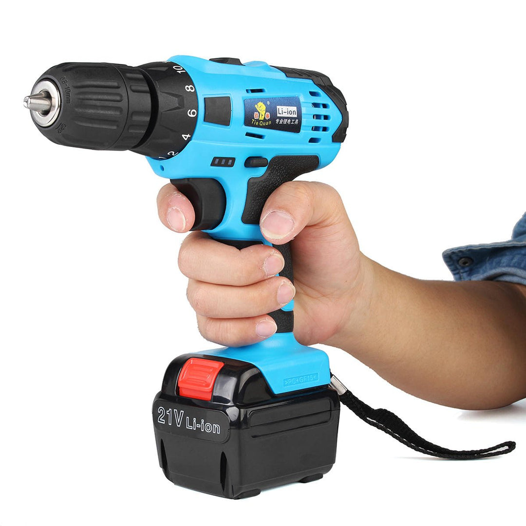 21V 1.5Ah Lithium-ion Cordless Hammer Drill Driver Kit With 2 Speed Image 2