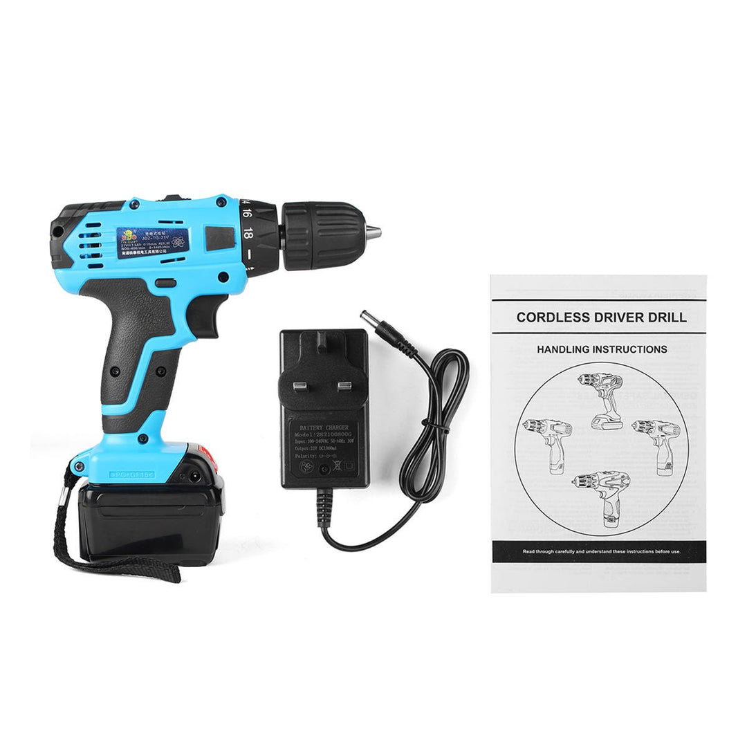 21V 1.5Ah Lithium-ion Cordless Hammer Drill Driver Kit With 2 Speed Image 12