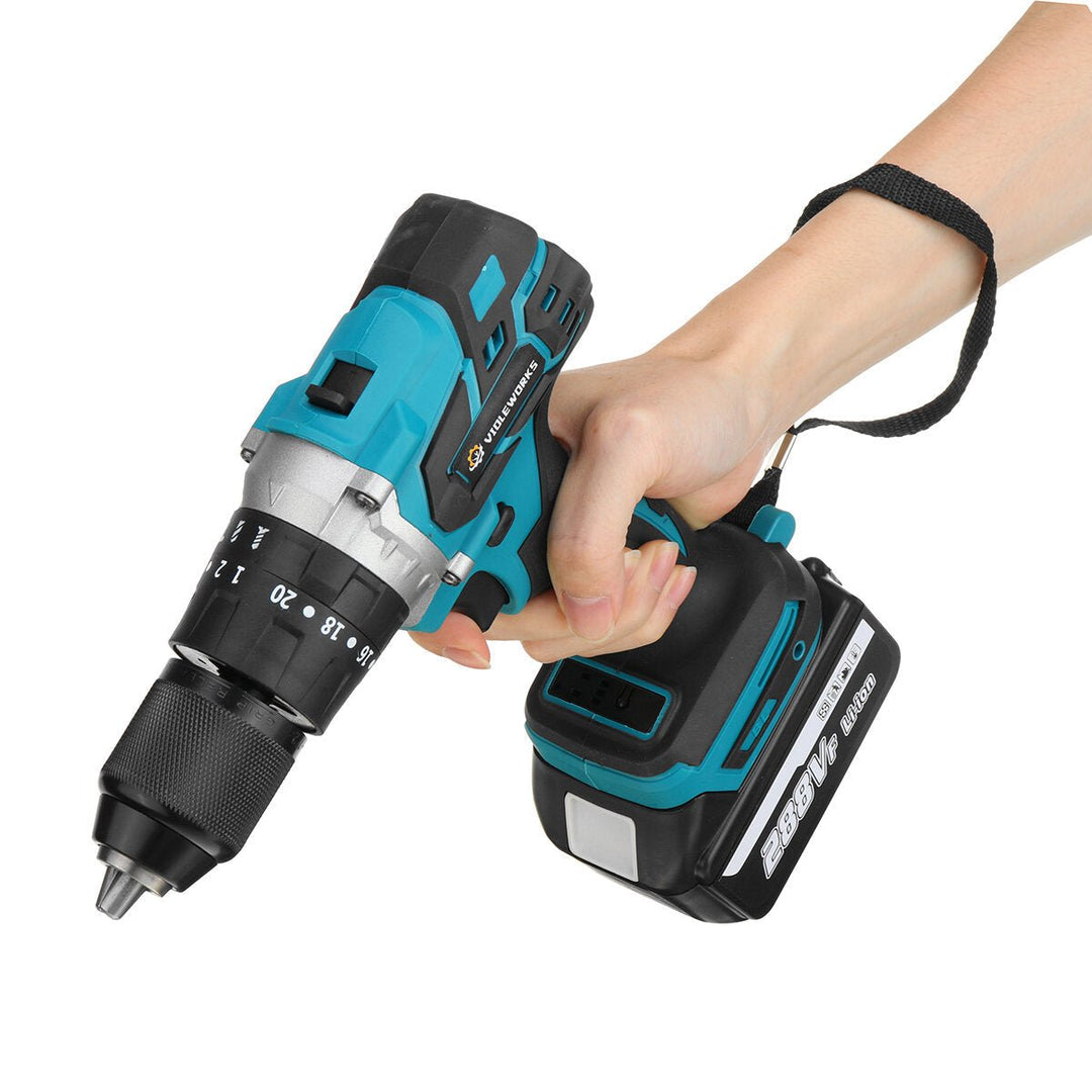 3 In 1 Cordless Electric Impact Drill Driver Brushless Driver Drill Hammer with EU Plug LED Working Light Image 3