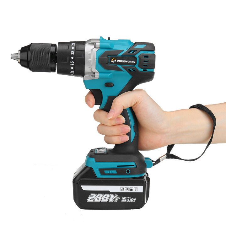 3 In 1 Cordless Electric Impact Drill Driver Brushless Driver Drill Hammer with EU Plug LED Working Light Image 4