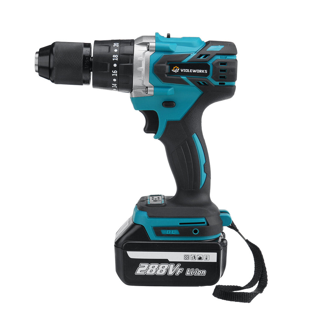 3 In 1 Cordless Electric Impact Drill Driver Brushless Driver Drill Hammer with EU Plug LED Working Light Image 5