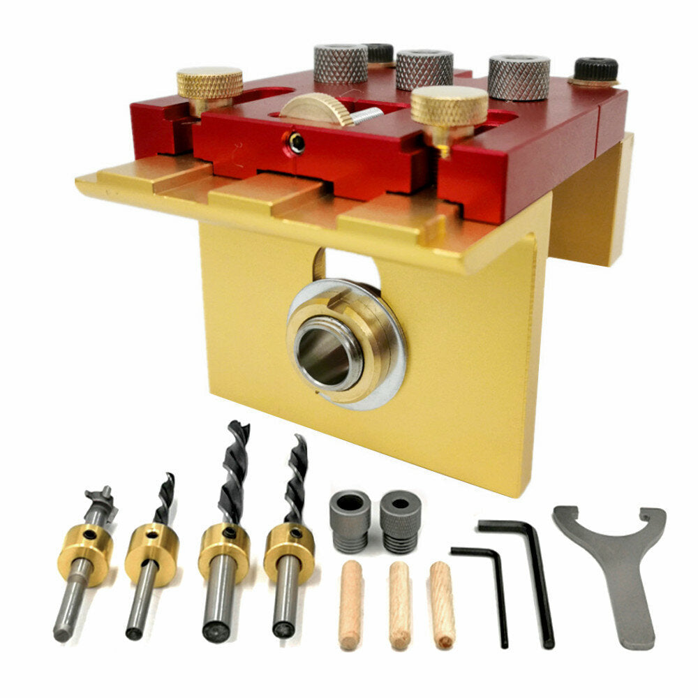 3 In 1 Woodworking Dowelling Jig Adjustable Pocket Hole Jig Kit Wood Drilling Guide Tenon Puncher Locator Image 2