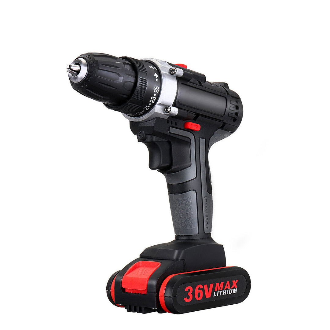 36V 2-Speed Electric Cordless Drill LED Screwdriver Hammer Impact With 2pcs Battery Image 2